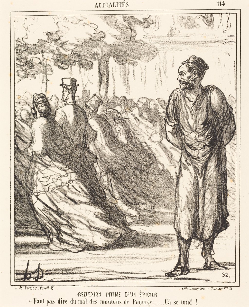 Reflexión íntima de un tendero de Honoré Daumier