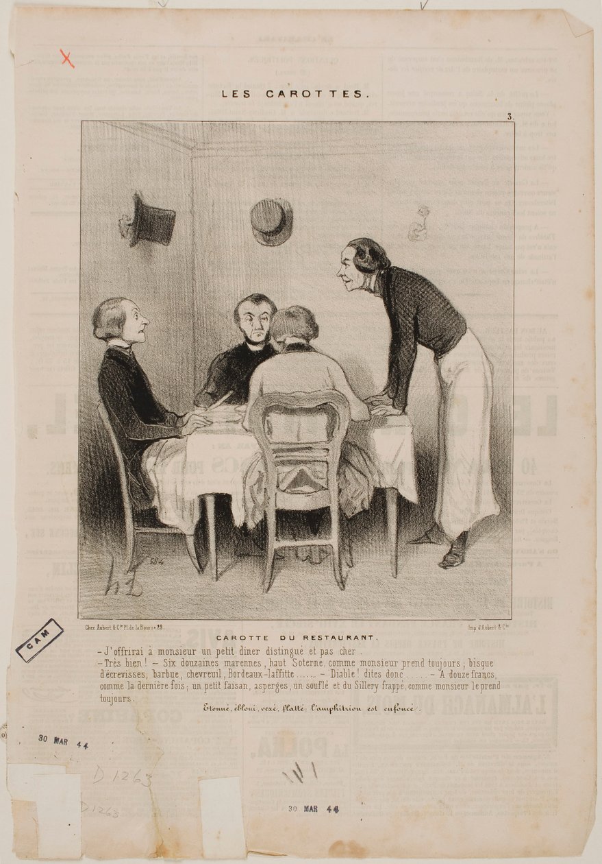Broma en un restaurante de Honoré Daumier