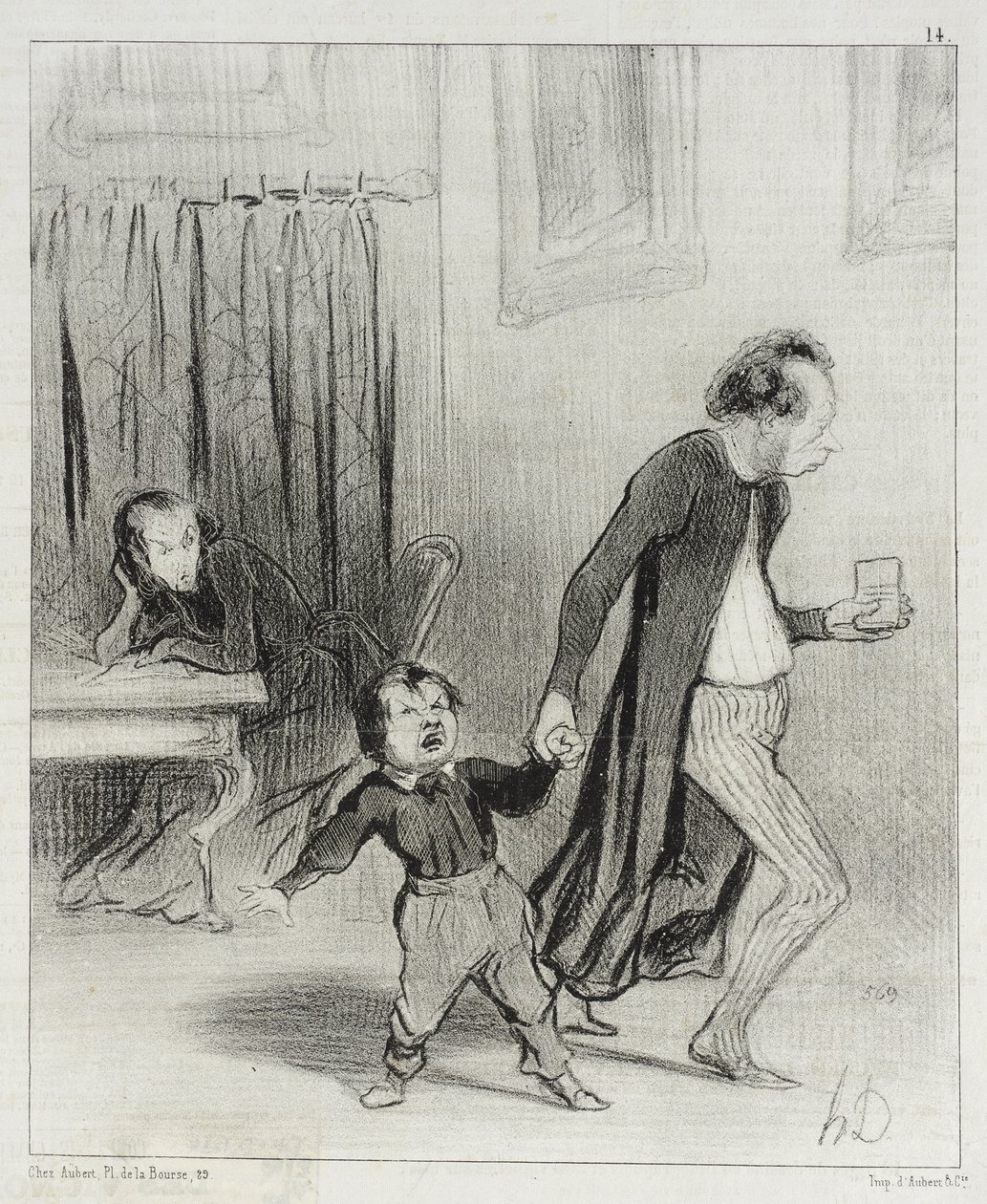 ¡Maldito demonio, mocoso...!… Déjame componer mi oda en paz… de Honoré Daumier