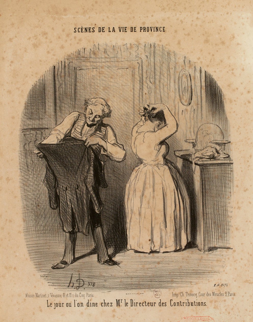 Escenas de la vida de provincia. El día en que se cena en casa del señor Director ... de Honoré Daumier