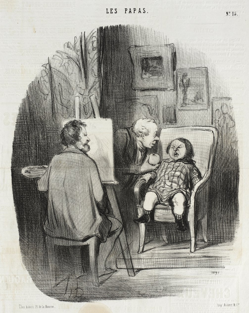 La única manera de hacer posar a un niño con fruta... de Honoré Daumier