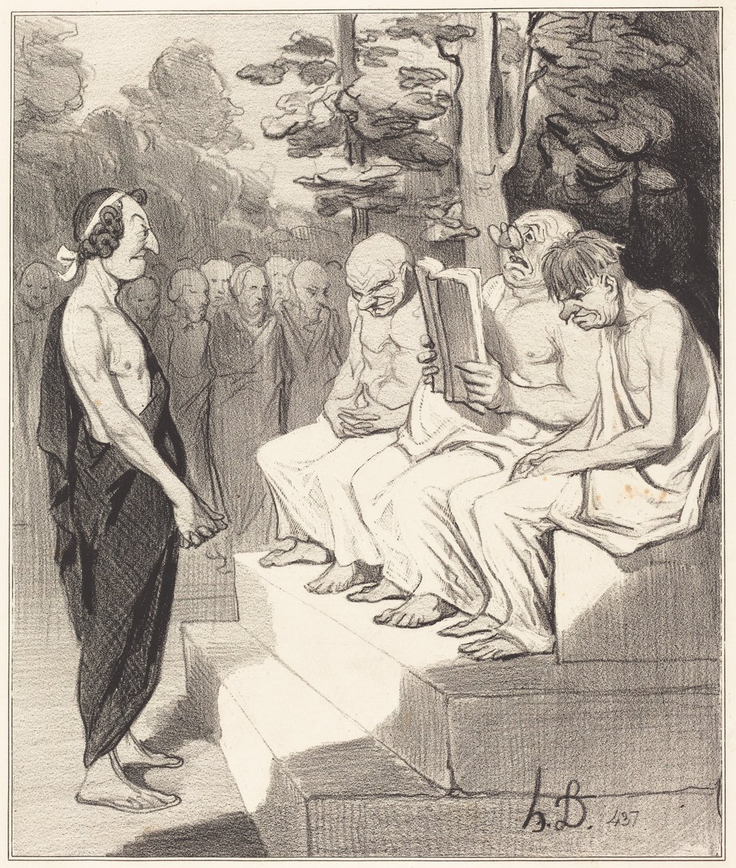 Telémaco, interrogado por los sabios de Honoré Daumier