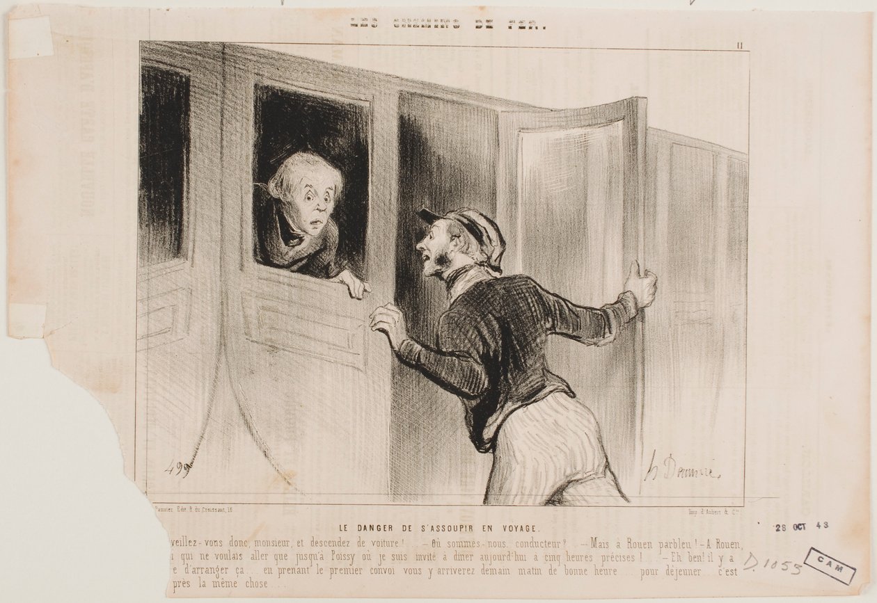 El peligro de un viaje en el que te quedas dormido de Honoré Daumier