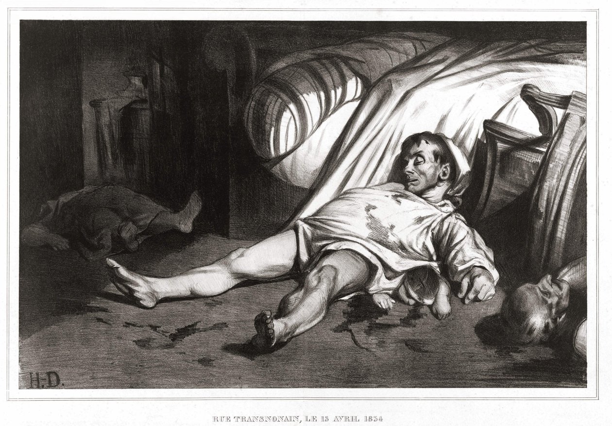 La masacre de la rue Transnonain el 14/04/1834 (litografía) 1837 de Honoré Daumier