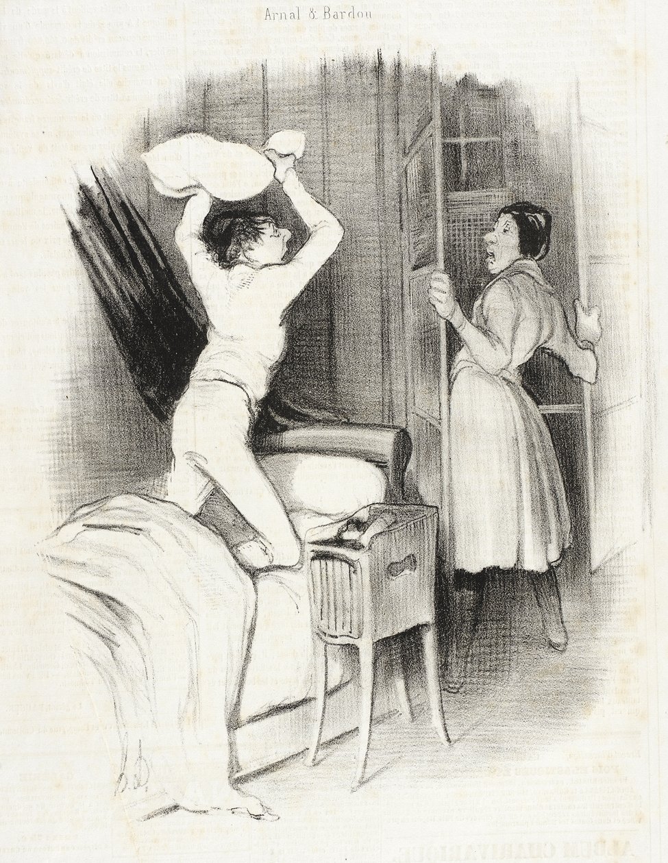 Théâtre du Vaudeville - Pasada la medianoche de Honoré Daumier