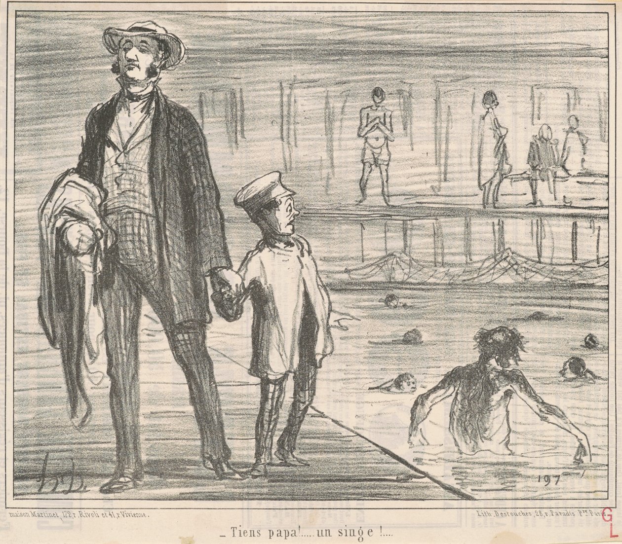 ¡Mira papá! ... ¡un mono! ... de Honoré Daumier