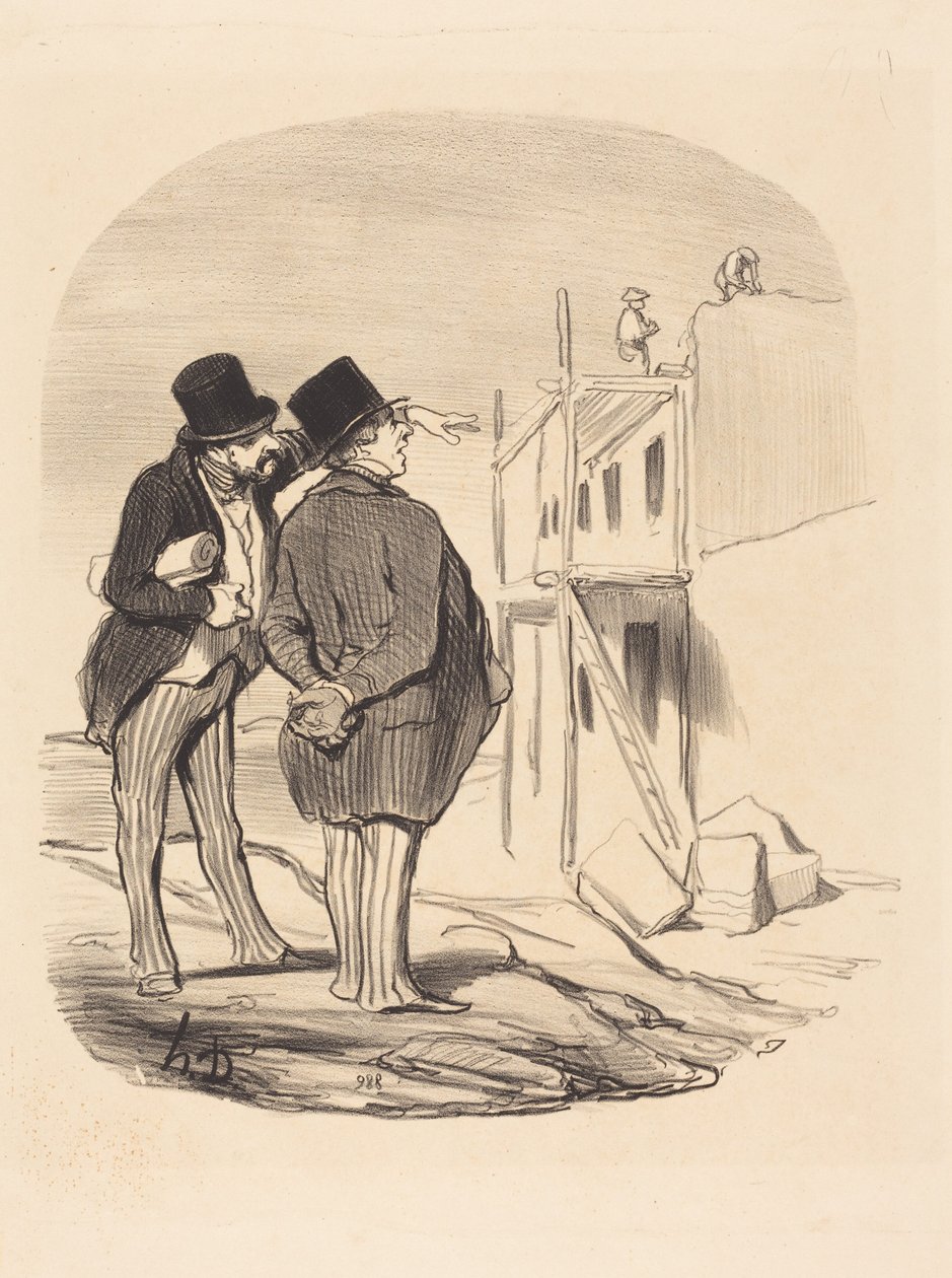 Dos hombres entre ruinas de Honoré Daumier