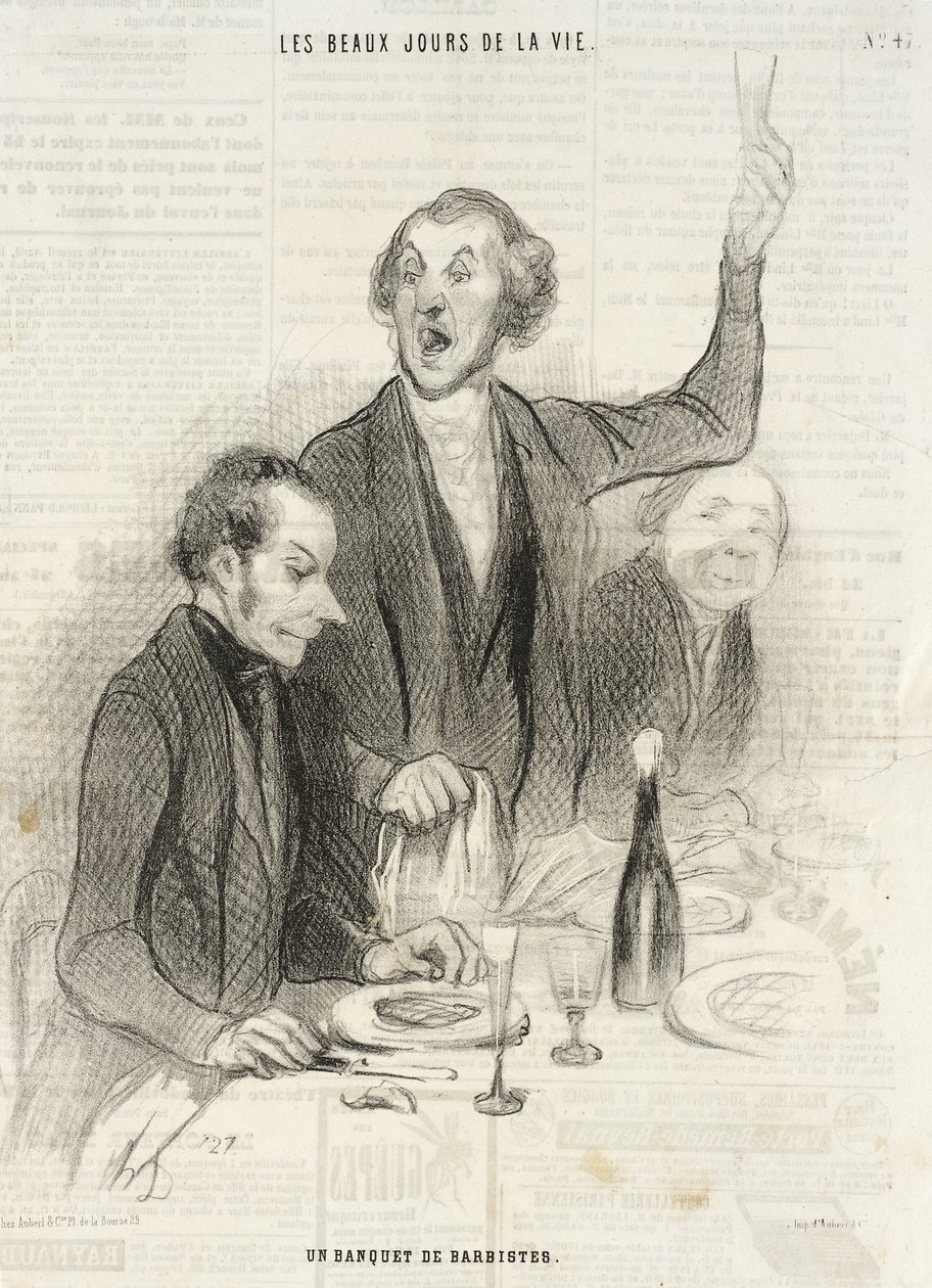 Un banquete de barberos de Honoré Daumier