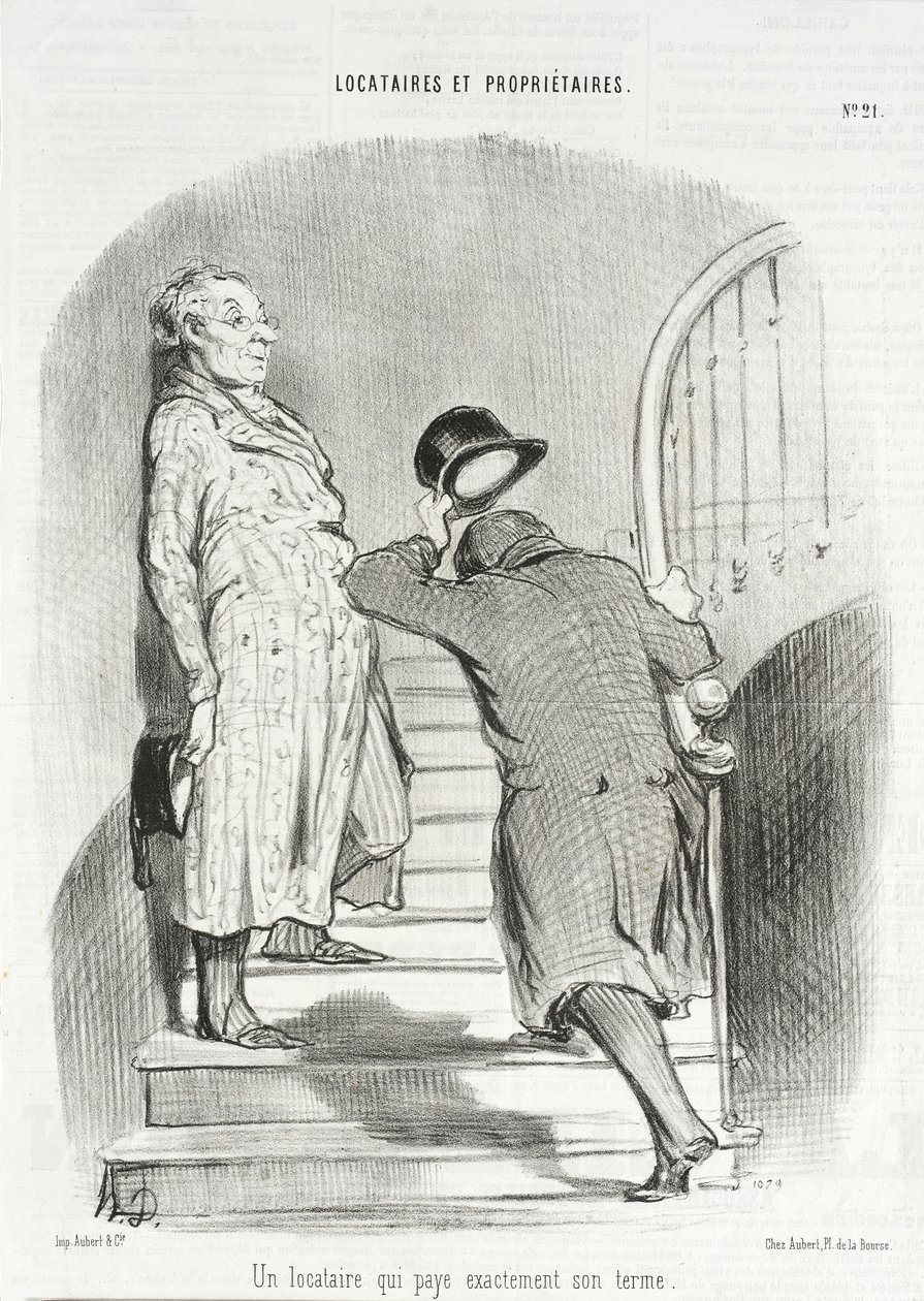 Un inquilino que paga puntualmente su alquiler de Honoré Daumier