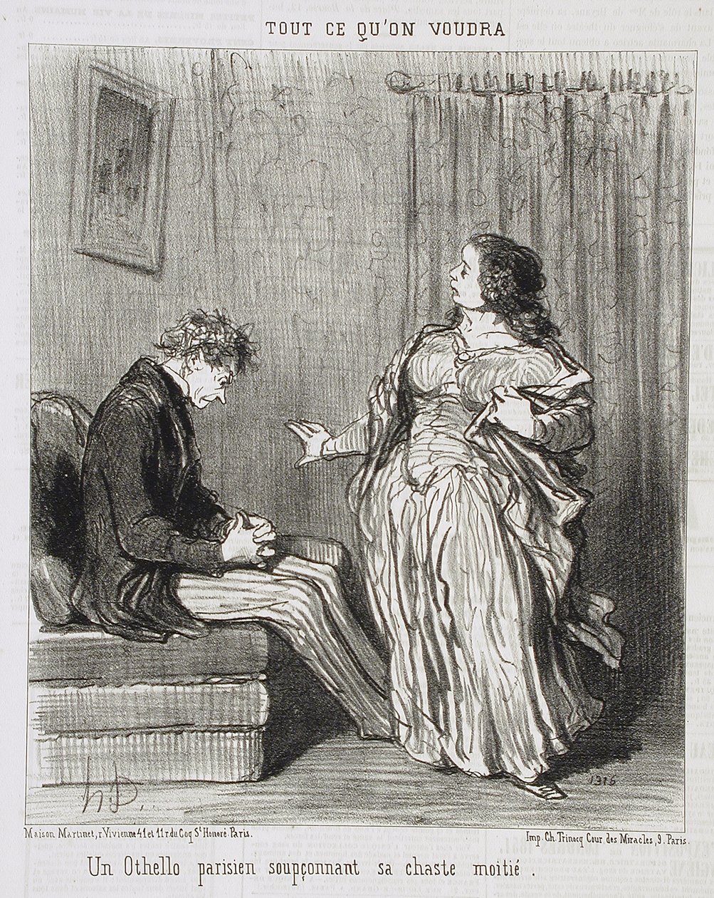 Un Otelo parisino que sospecha de su casta esposa de Honoré Daumier