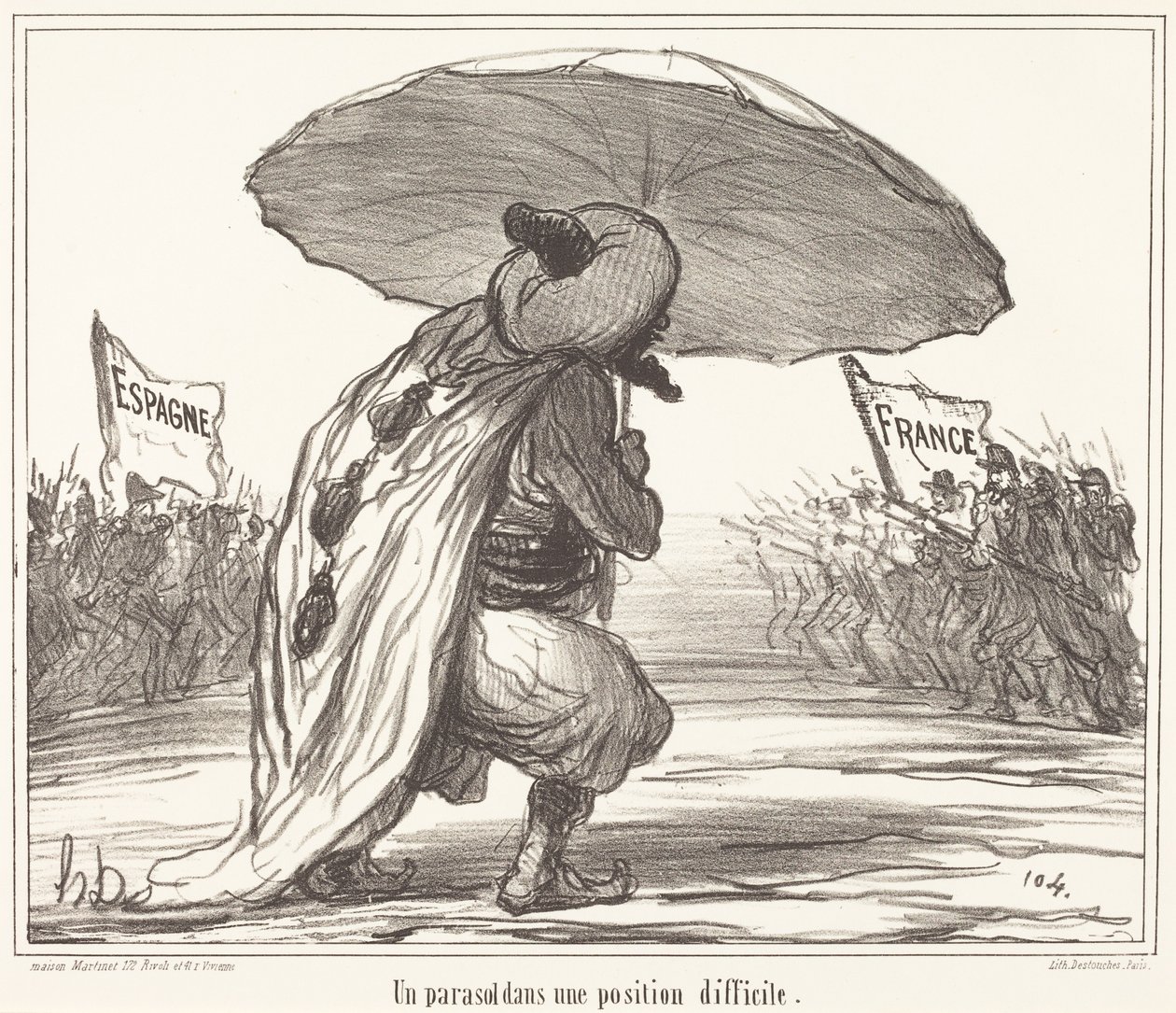 Una sombrilla en una situación complicada de Honoré Daumier