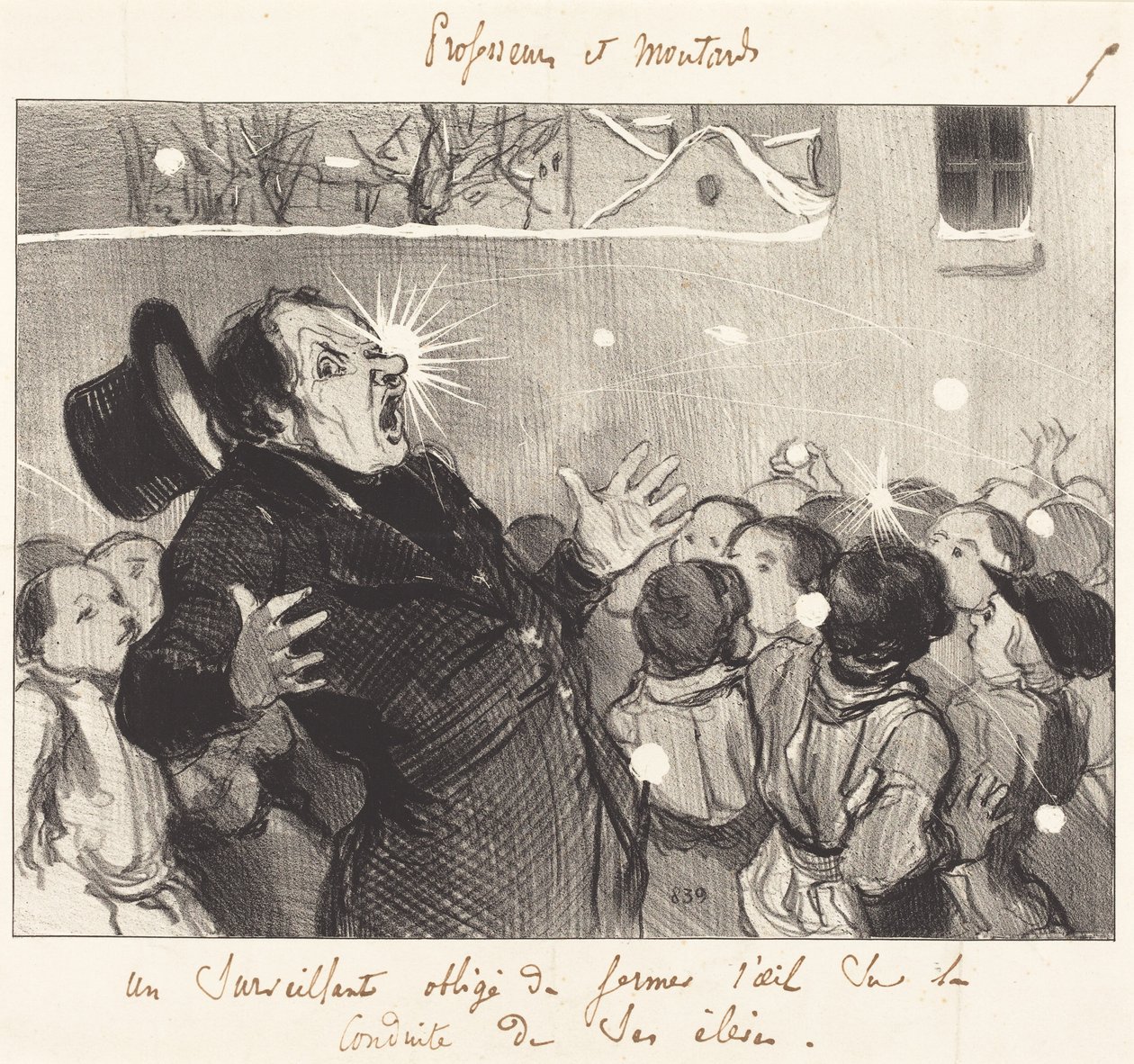 Un vigilante obligado a cerrar el ojo... de Honoré Daumier