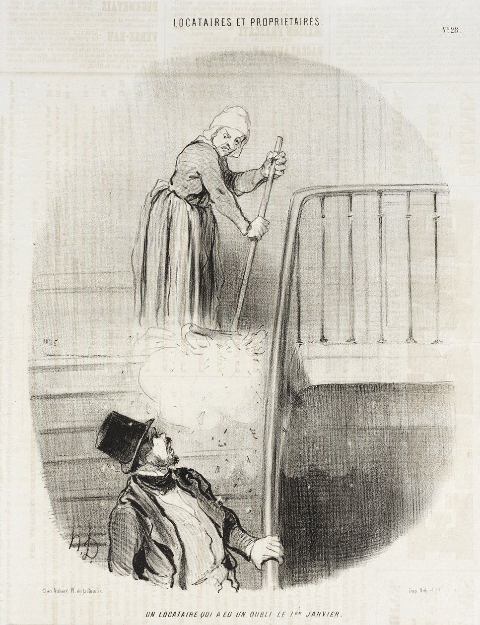 Un inquilino que se le olvidó algo el 1 de enero de Honoré Daumier