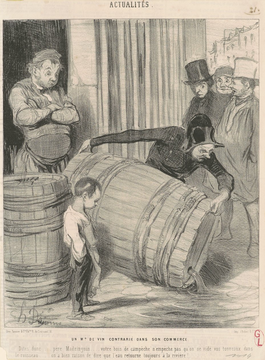 Un comerciante de vino contrariado en su comercio de Honoré Daumier