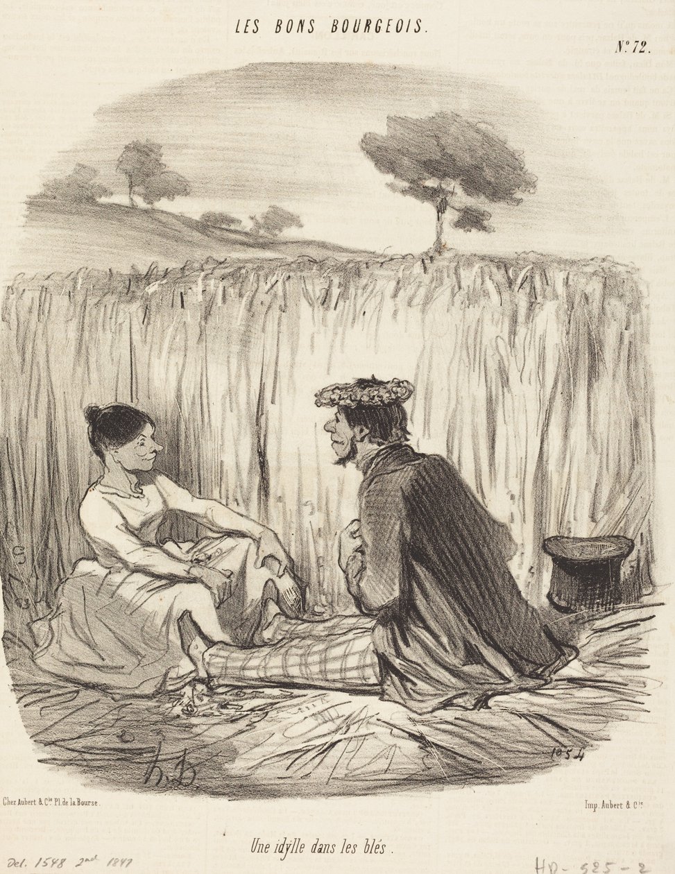 Un idilio entre los trigales de Honoré Daumier