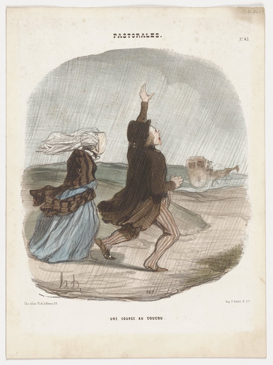 Una carrera de relojes de cuco. (Pastorales n.º 43) de Honoré Daumier