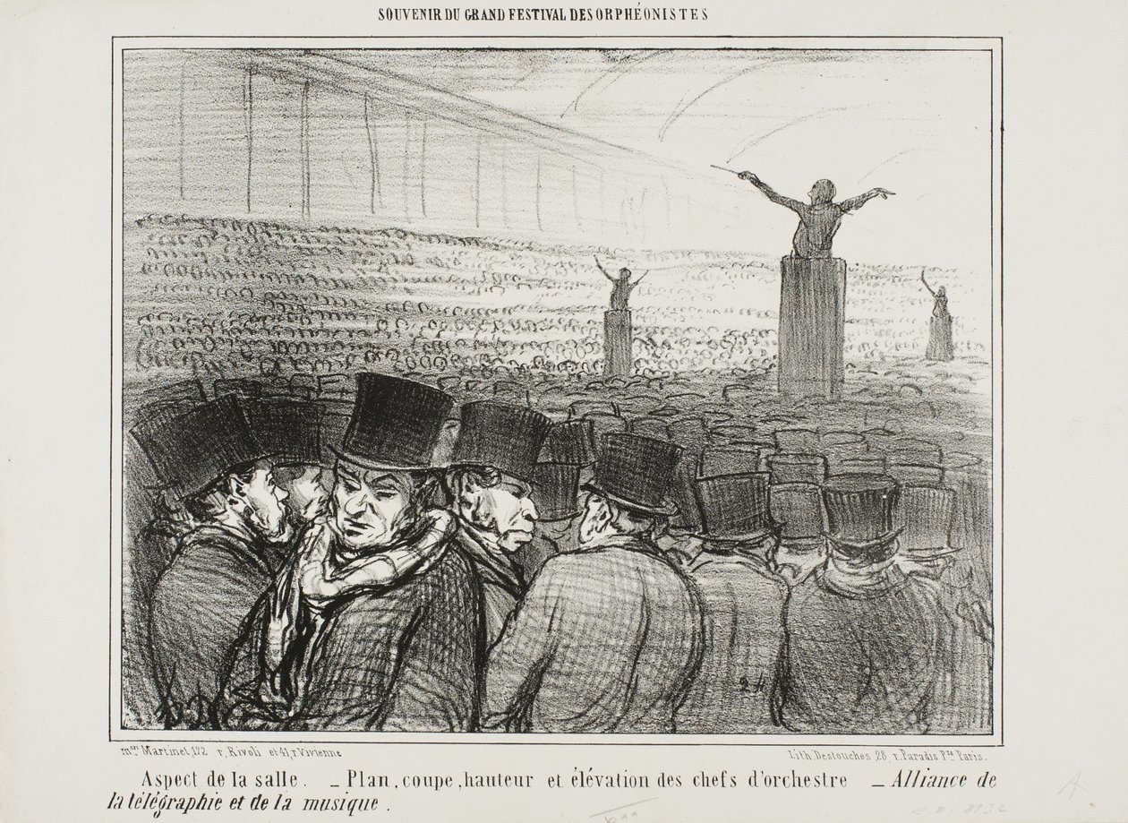 Vista del gran salón, lámina 1 de Souvenir Du Grand Festival Des Orphéonistes de Honoré Daumier