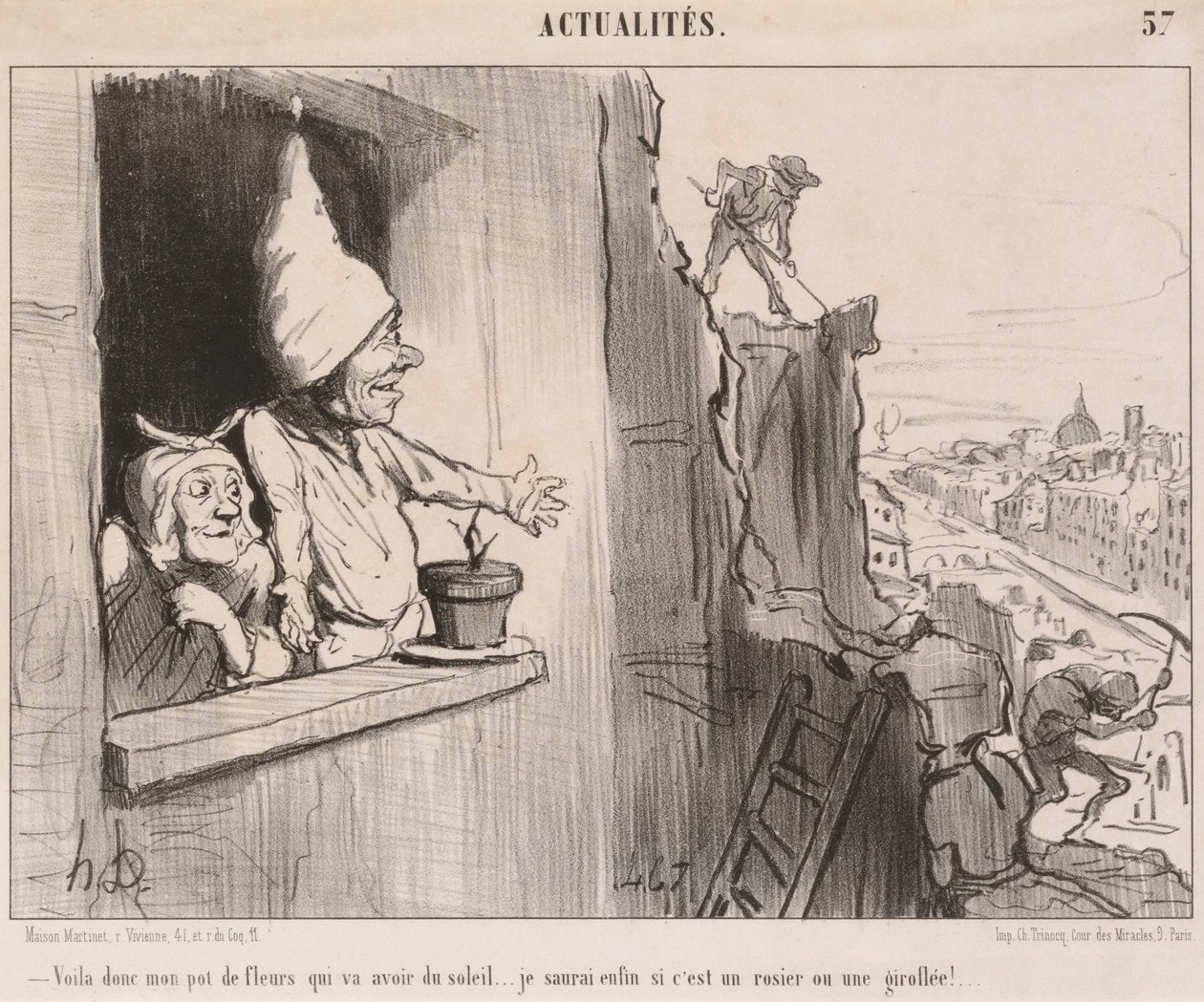 Bueno... mi maceta... va a recibir sol... de Honoré Daumier