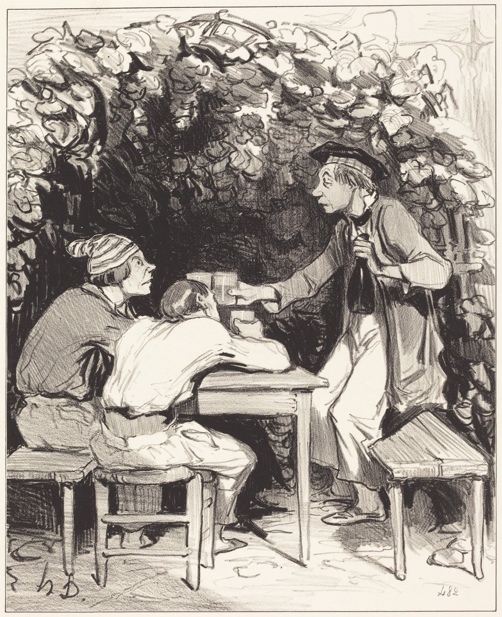 Verás, amigo mío... solo hay dos elementos... de la felicidad... de Honoré Daumier