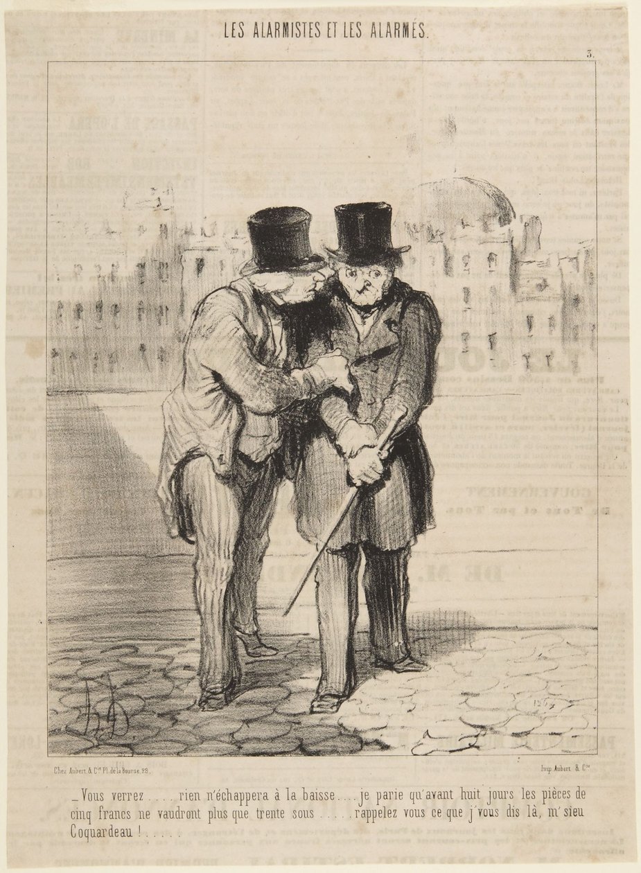 Ya veréis... nada se librará de la caída..., número 3 de la serie «Los alarmistas y los alarmados» de Le Charivari de Honoré Daumier