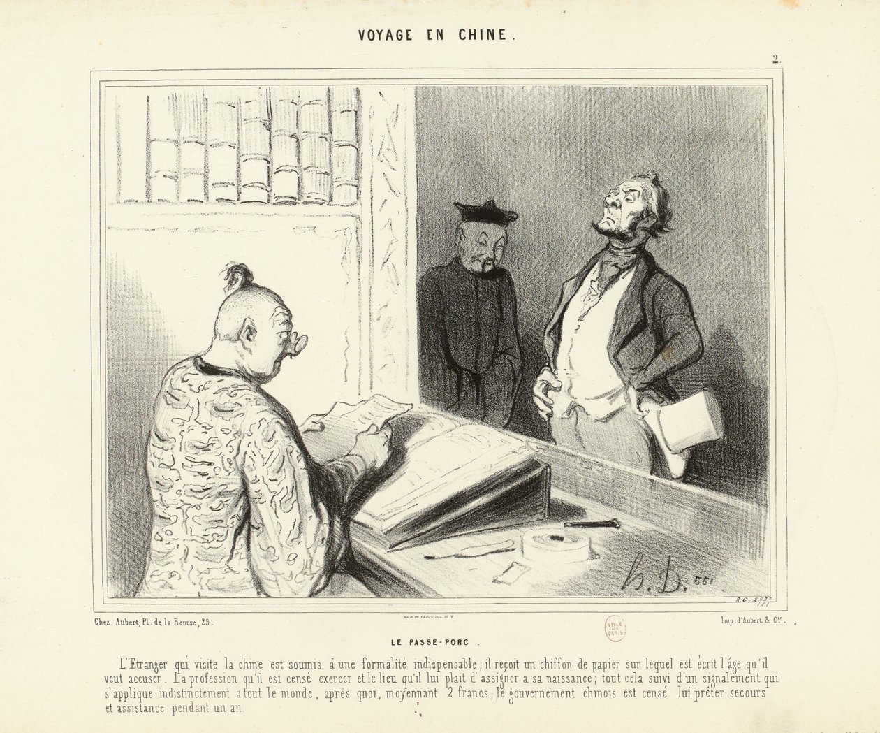 Viaje a China n.º 2: El «Passe Porc». El extranjero que visita China... de Honoré Daumier