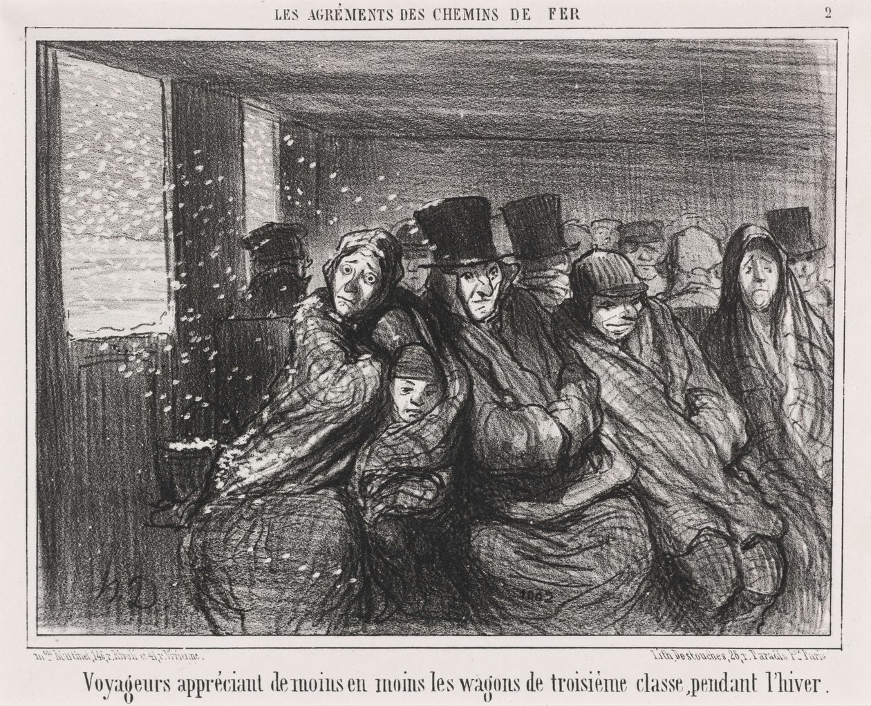 Viajeros que aprecian cada vez menos los vagones de tercera clase... de Honoré Daumier