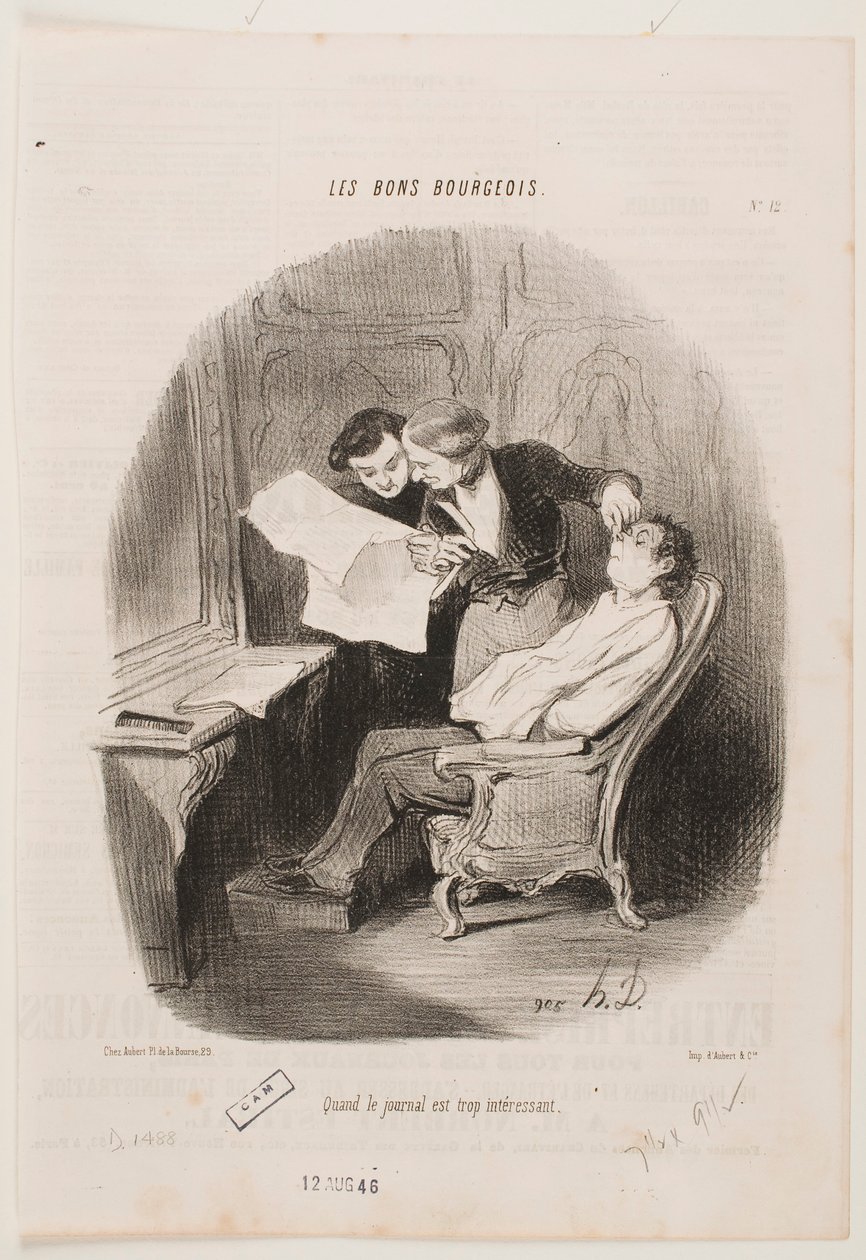 Cuando el periódico resulta demasiado interesante. de Honoré Daumier
