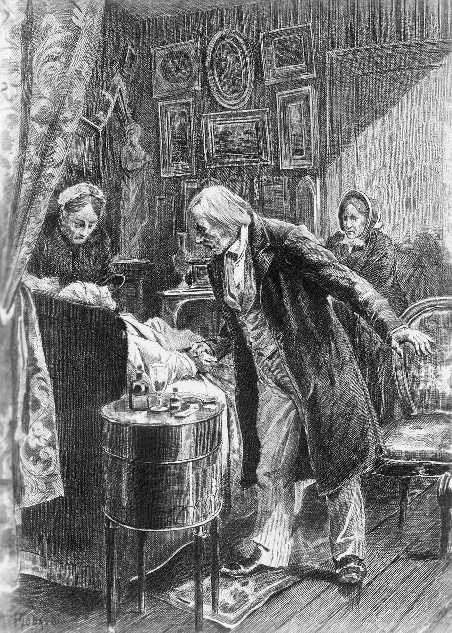 Ilustración de Alcide Theophile Robaudi (en activo, 1874-1884) para El primo Pons, novela de Honore de Balzac (1799-1850) de la colección en varios volúmenes titulada Comedia humana, publicada en 1900, París. de Honore de Balzac