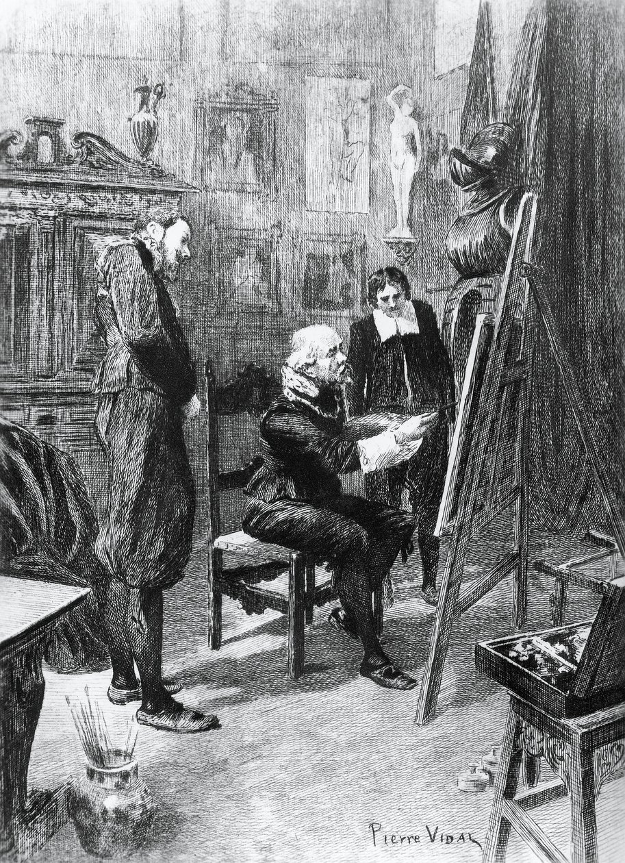 Ilustración de Pierre Vidal (1849-1929) para Obra maestra desconocida, cuento de Honore de Balzac (1799-1850) de la colección en varios volúmenes titulada Comedia humana, publicada en 1901, París. de Honore de Balzac
