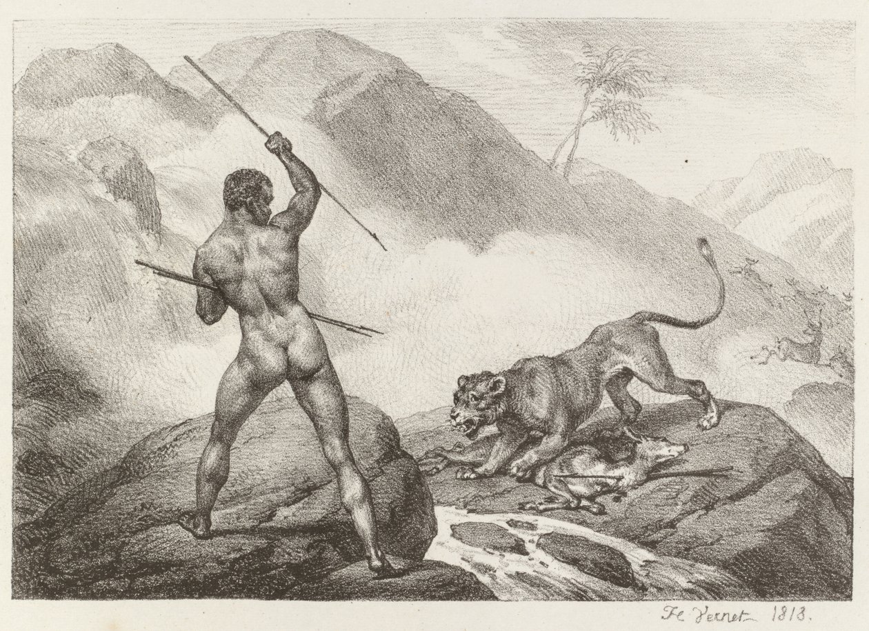 Cazador africano, 1818 de Emile Jean Horace Vernet