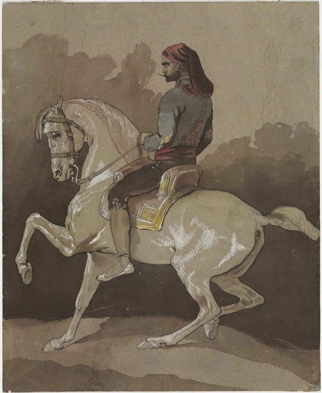 Árabe a caballo, 1800s de Emile Jean Horace Vernet