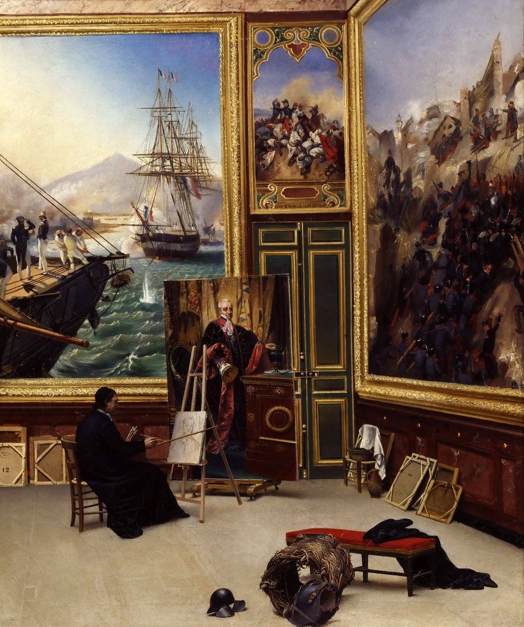 Hermano Philippe copiando el retrato del Marqués de Fontanes en el Museo de Versalles de Emile Jean Horace Vernet