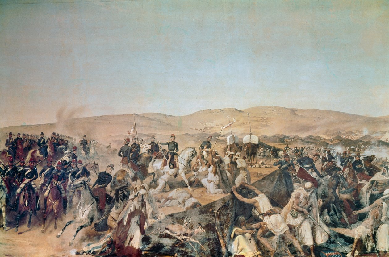 Conquista de Argelia (1830-1847): "Captura de la Smalah (Smala) de Abd el Kader (Abd-el-Kader o ibn Muhyi al-Din al-Hasani) (1807-1883) por el duque de Aumale en Taguin" de Emile Jean Horace Vernet