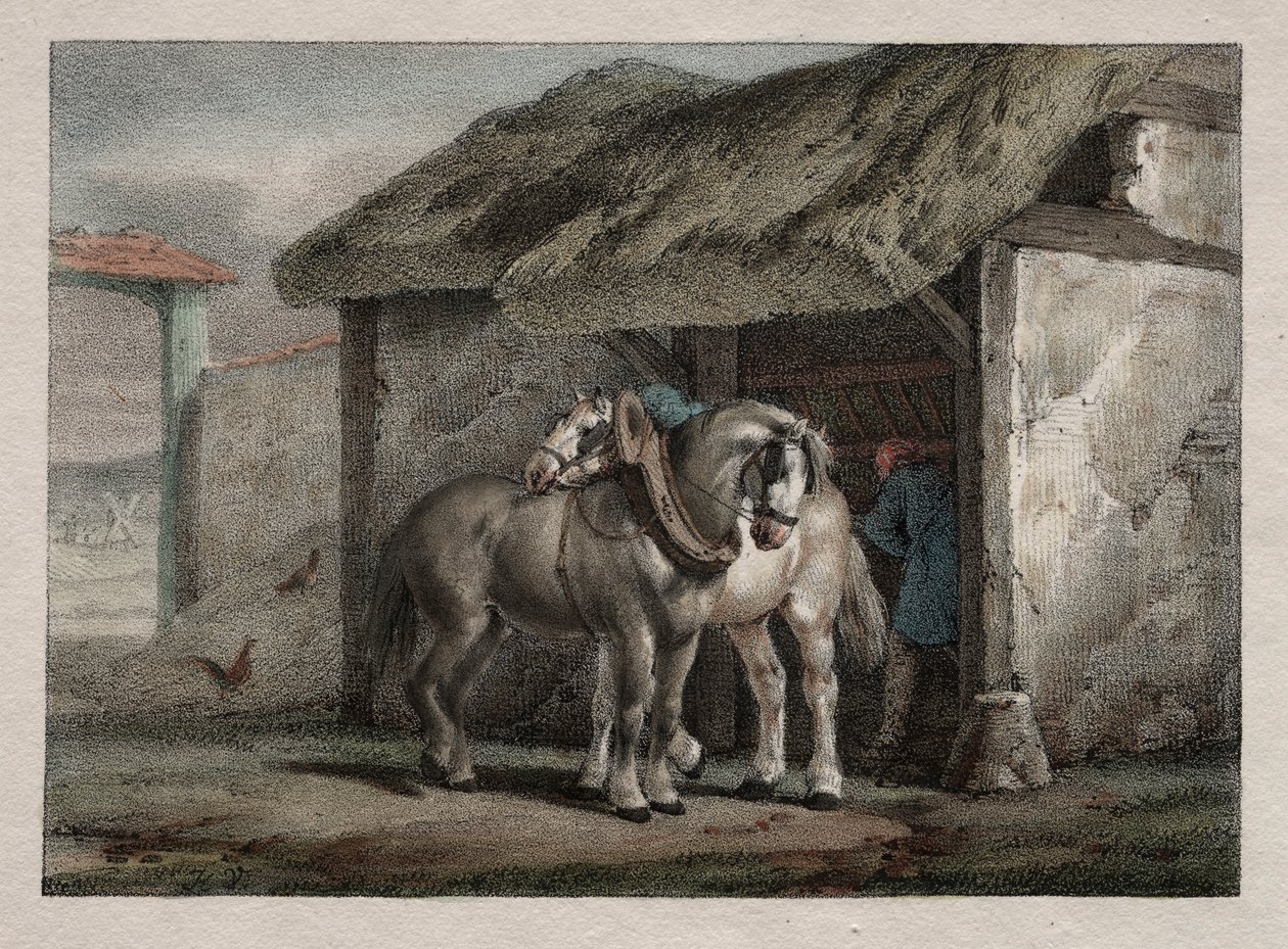 Caballo de granja de Emile Jean Horace Vernet