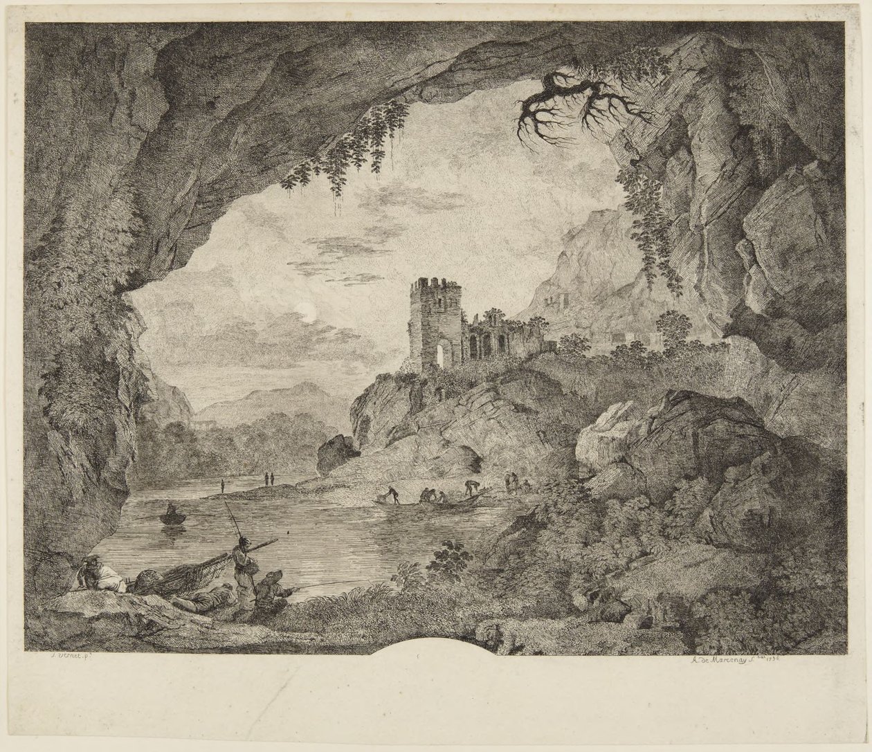 Pesca a la luz de la luna de Horace Vernet