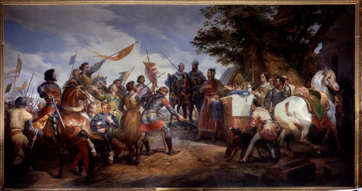 Guerra Franco-Inglesa (1202-1214): La Batalla de Bouvines el 27/07/1214, Philippe Auguste pone en juego la corona de Francia de Emile Jean Horace Vernet