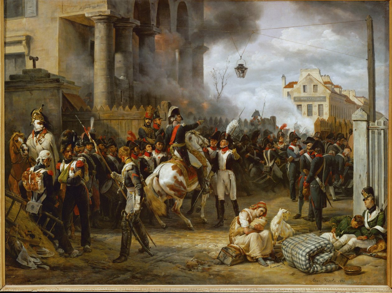 La barriere de Clichy -La defensa de París en la Porte de Clichy contra los ejércitos aliados de Gran Bretaña, Rusia, Prusia ... de Horace Vernet