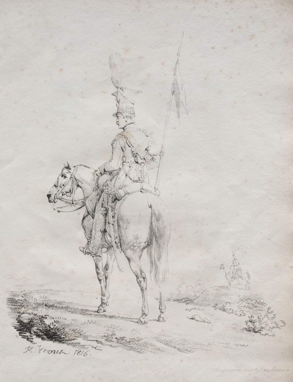 Receuil dessais lithographiques: El lancero en vedette de Emile Jean Horace Vernet