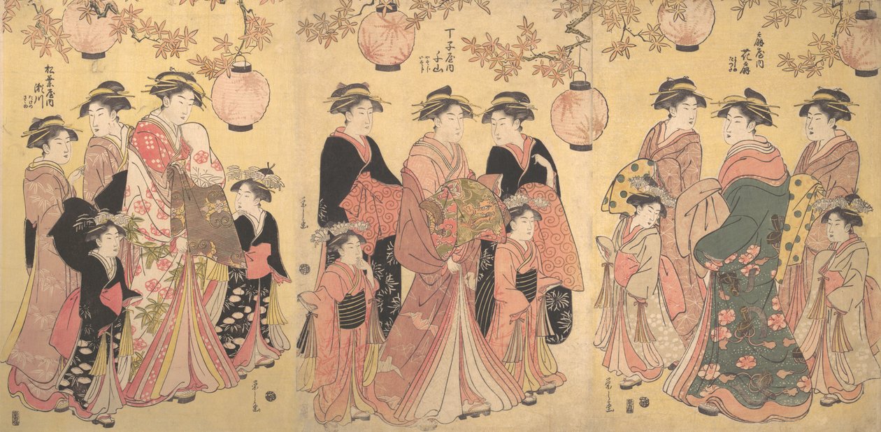 El desfile de Yoshiwara en otoño, ca. 1793 de Hosoda Eishi