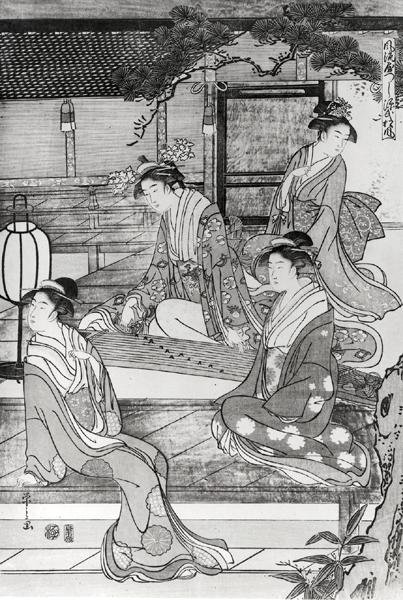 Mujer tocando el Koto de Hosoda Eishi