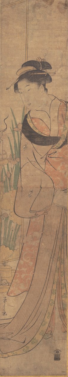 Joven dama y jardín de iris de Hosoda Eishi