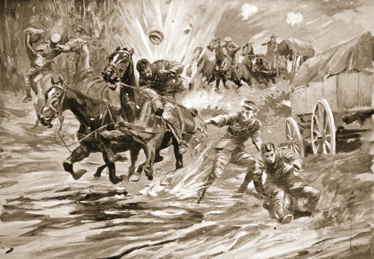 El sargento Bostock atendiendo a los heridos de un convoy del cual estaba a cargo bajo fuego intenso de Howard K. Elcock