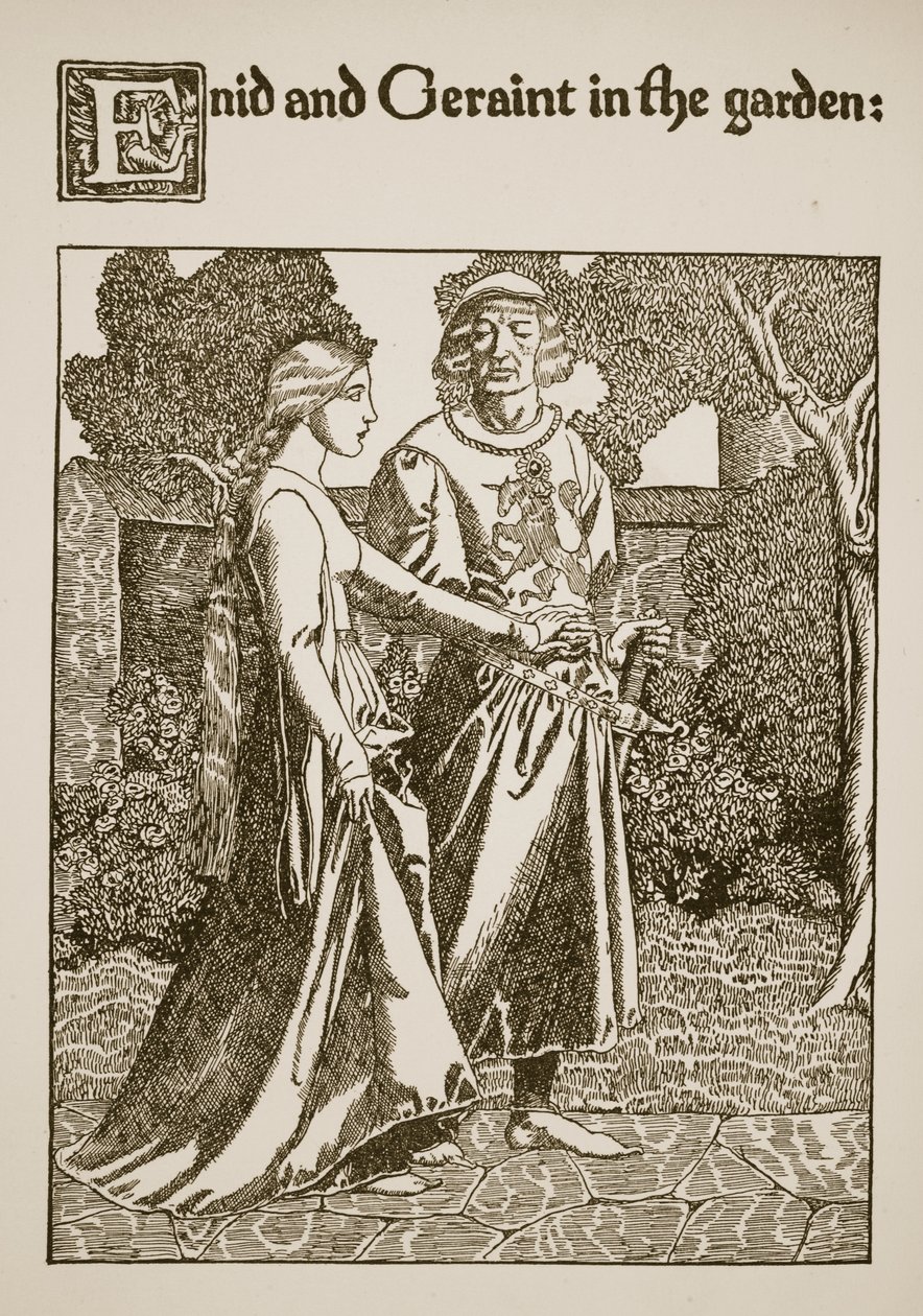 Enid y Geraint en el jardín, ilustración de 