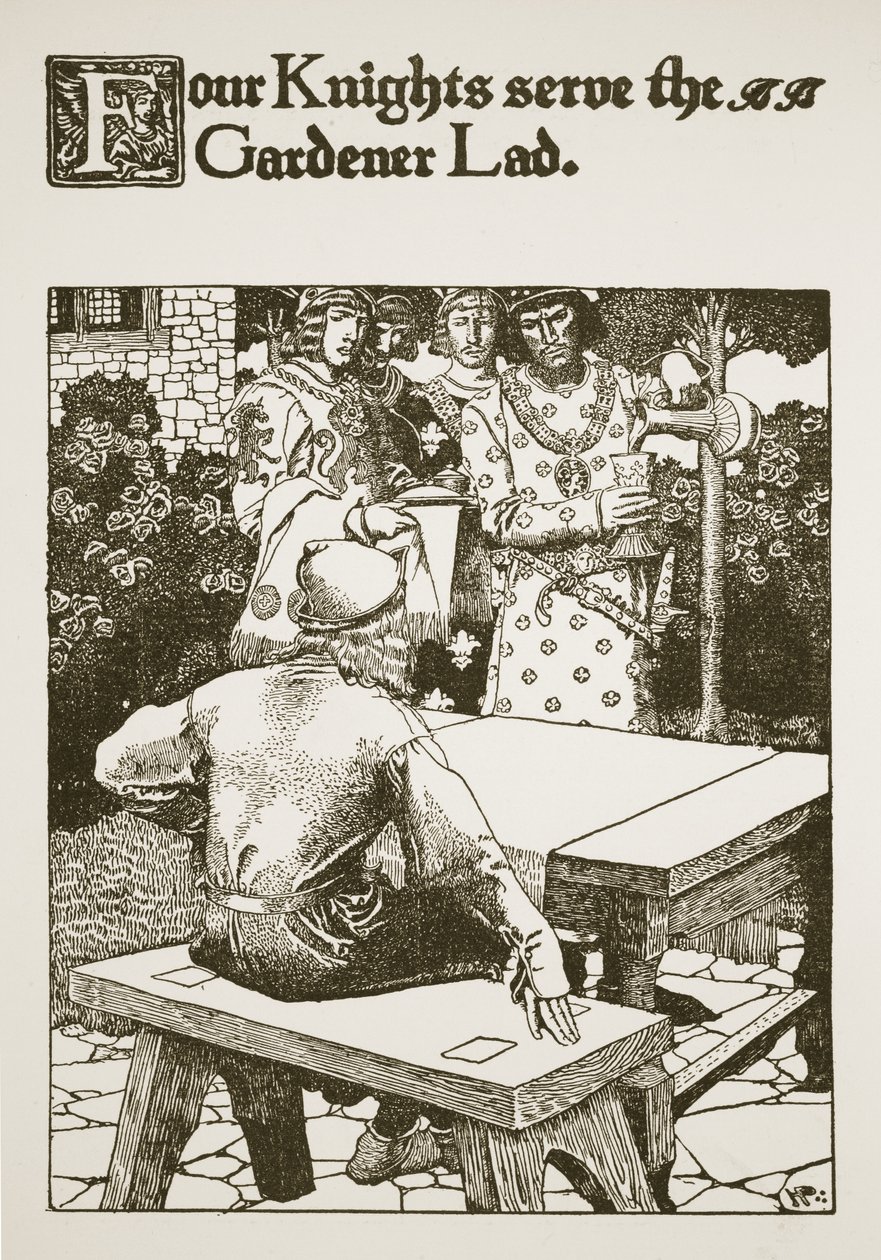 Cuatro caballeros sirven al jardinero, ilustración de 
