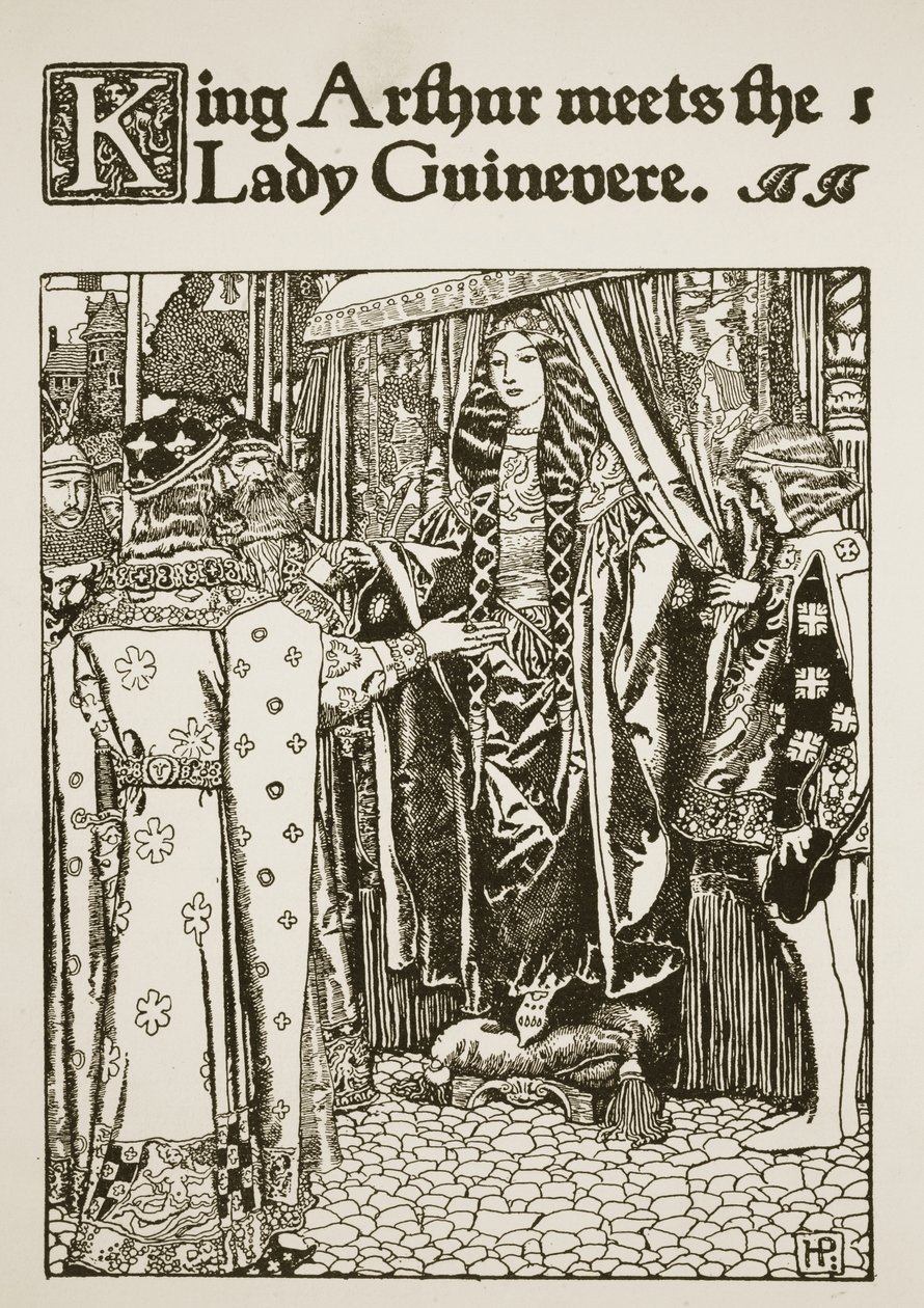 El Rey Arturo se encuentra con la Dama Ginebra, ilustración de 