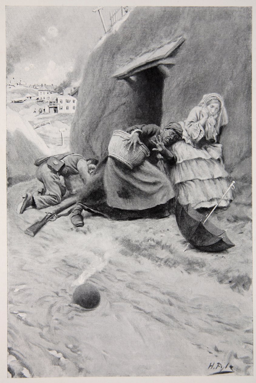 No combatientes refugiándose durante el Sitio de Vicksburg de Howard Pyle