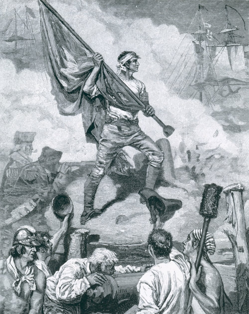 El sargento Jasper en la Batalla de Fort Moultrie, 28 de junio de 1776, ilustración de 