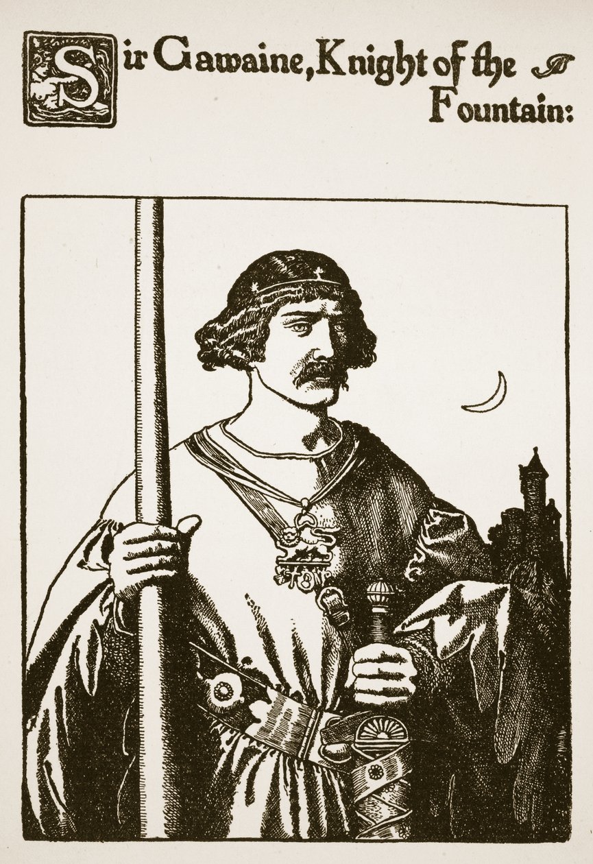Sir Gawaine, Caballero de la Fuente, ilustración de 