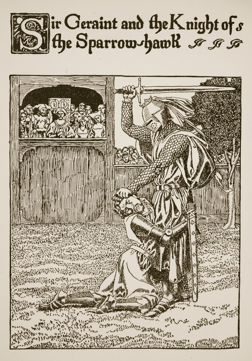 Sir Geraint y el caballero del halcón, ilustración de 