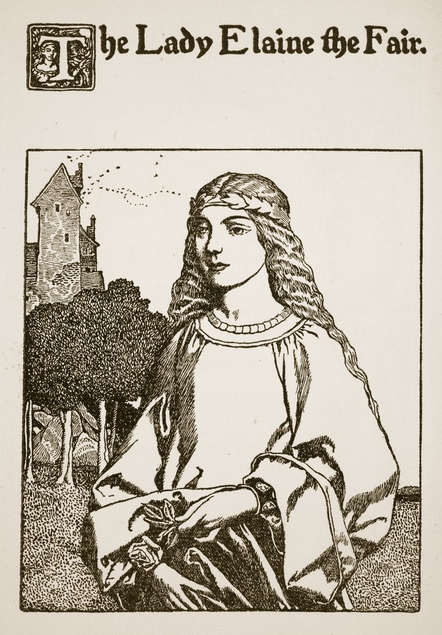 La dama Elaine la Justa, ilustración de 